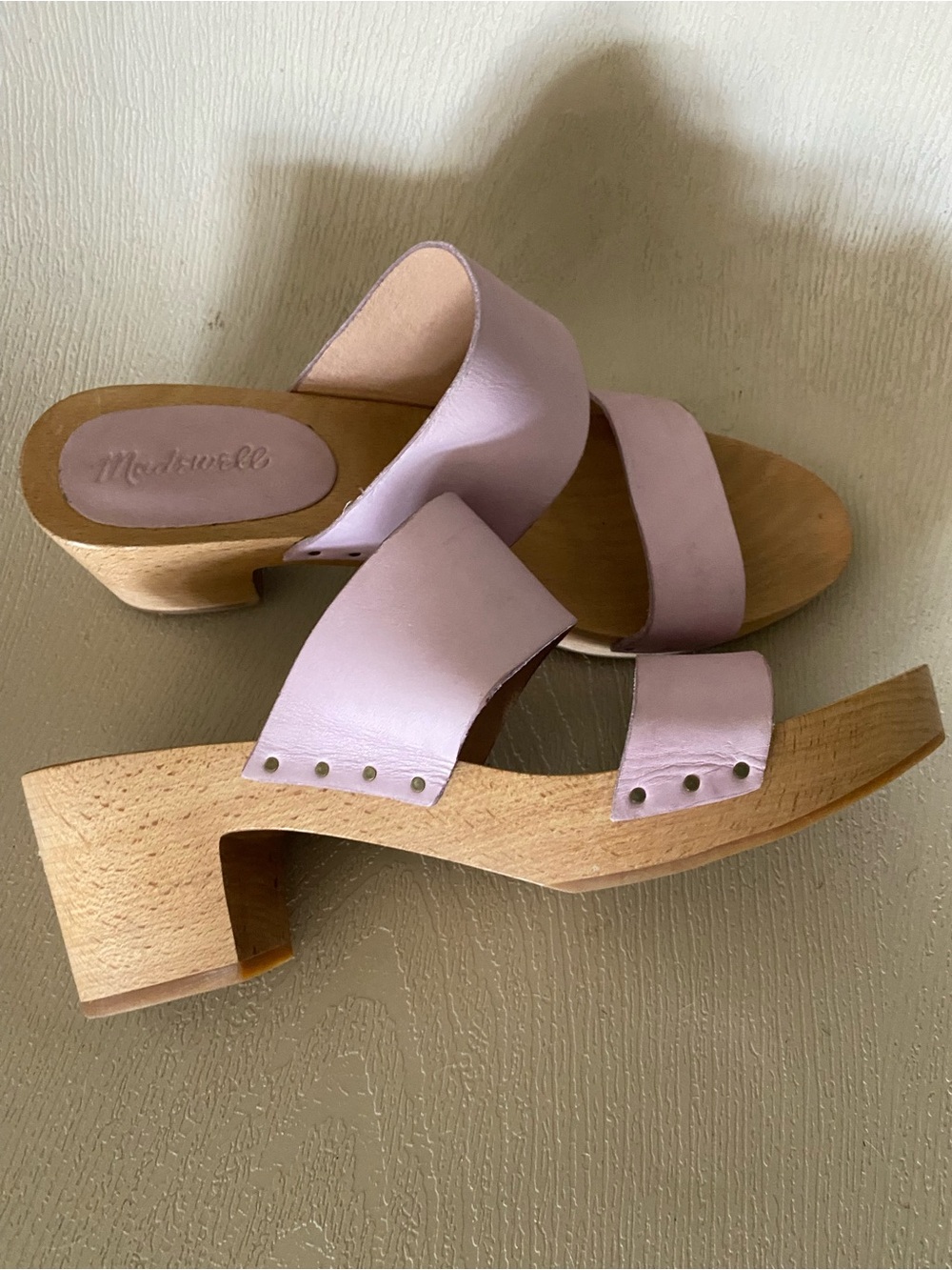 Madewell | Lilac Leather Wooden Clog Sandals 9.5 - Picture 4 of 10